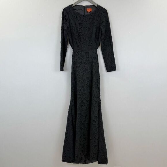 ML Monique Lhuillier Black Floral Shadow Gown ❤️‍🩹 - Picture 4 of 10